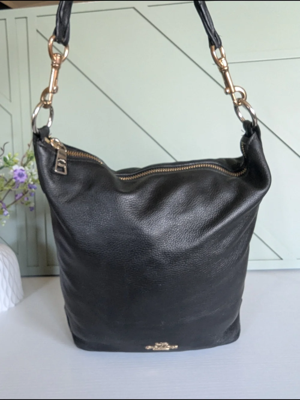 Coach Black Leather Hobo Bag